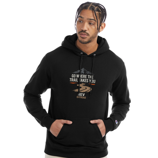 "Go Where The Trail Takes You" Champion Unisex Powerblend Hoodie - black