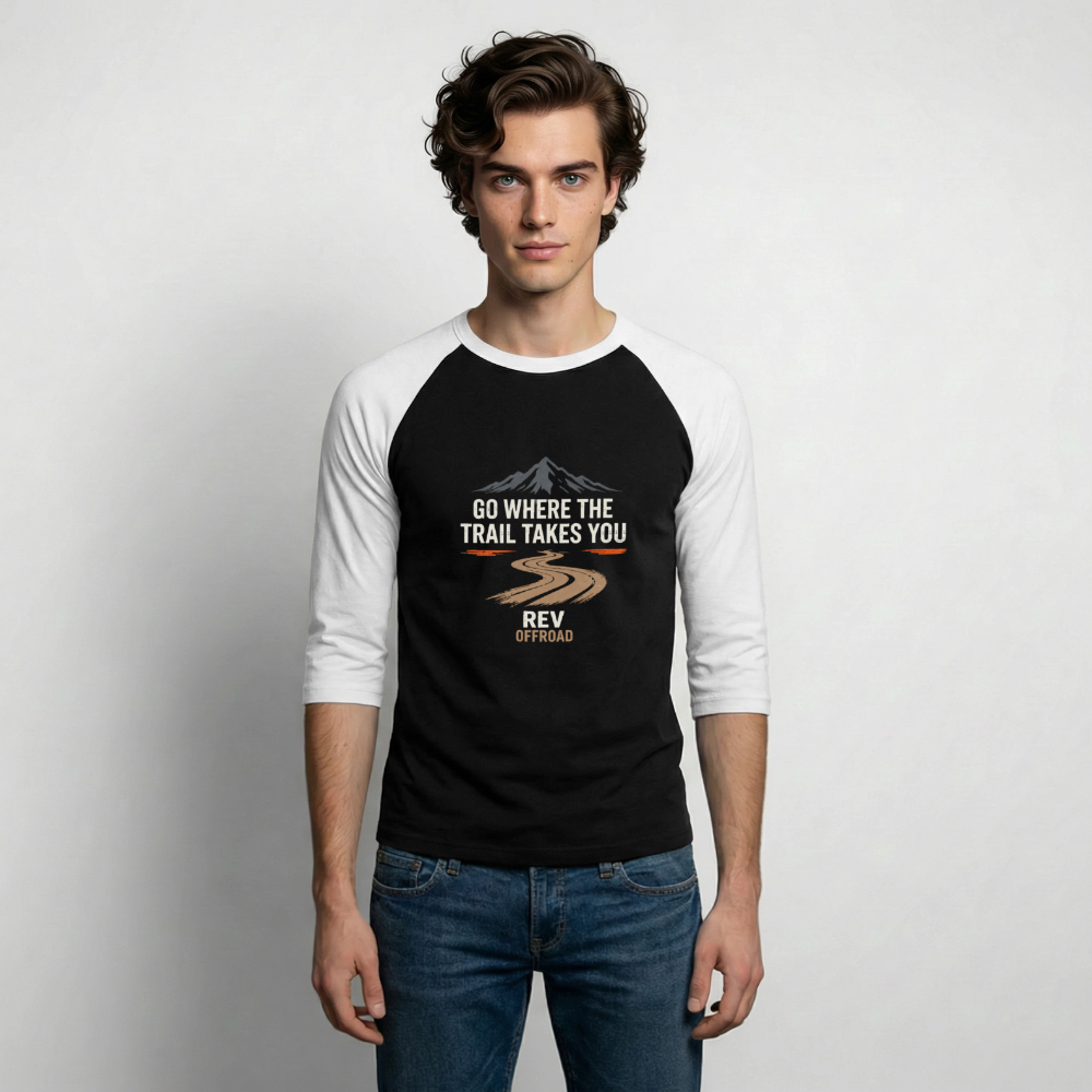 " Go Where The Trail Takes You" Baseball T-Shirt - black/white