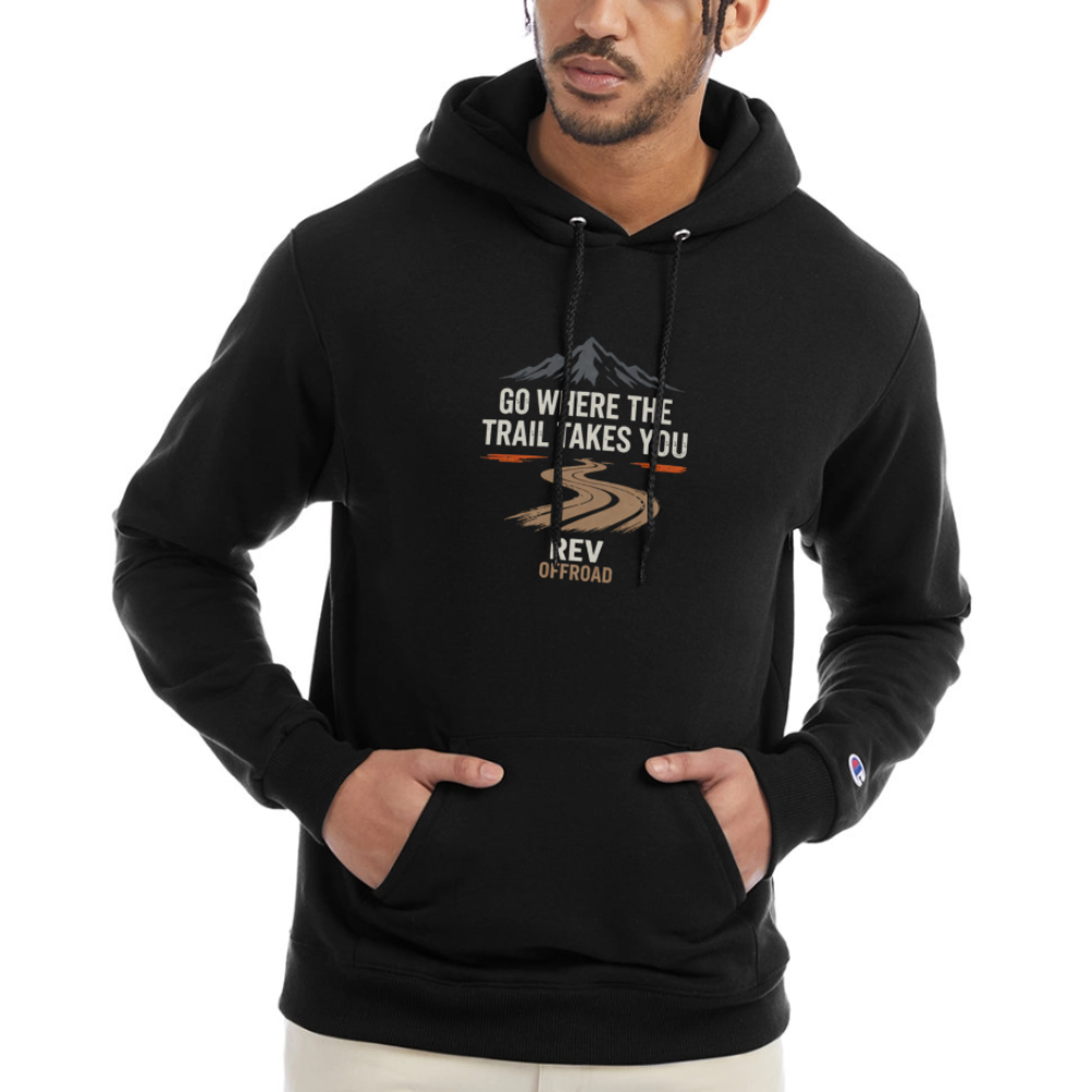 "Go Where The Trail Takes You" Champion Unisex Powerblend Hoodie - black