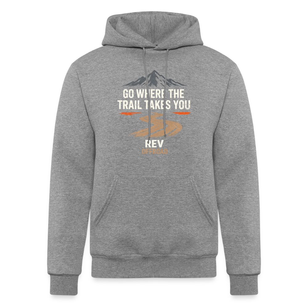 "Go Where The Trail Takes You" Champion Unisex Powerblend Hoodie - heather gray