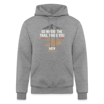 "Go Where The Trail Takes You" Champion Unisex Powerblend Hoodie - heather gray