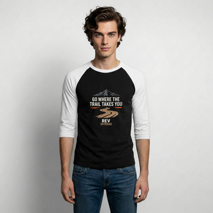 " Go Where The Trail Takes You" Baseball T-Shirt - black/white
