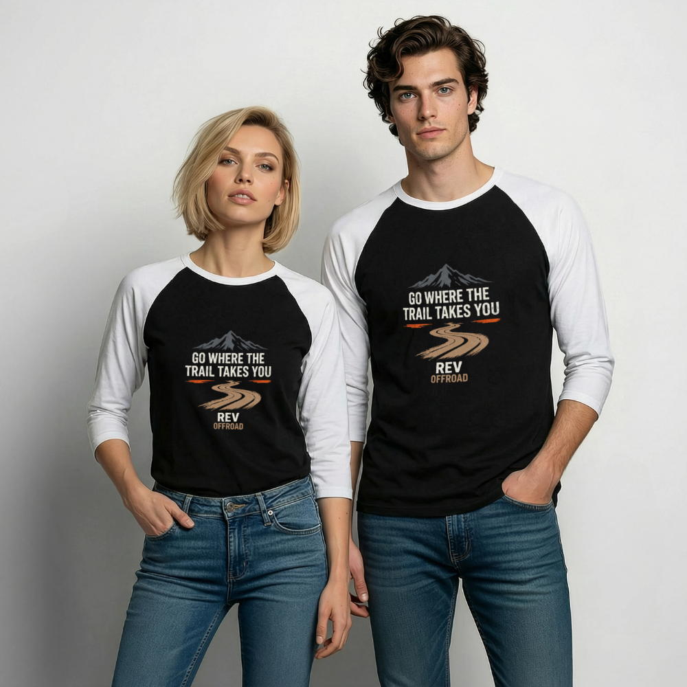 " Go Where The Trail Takes You" Baseball T-Shirt - black/white
