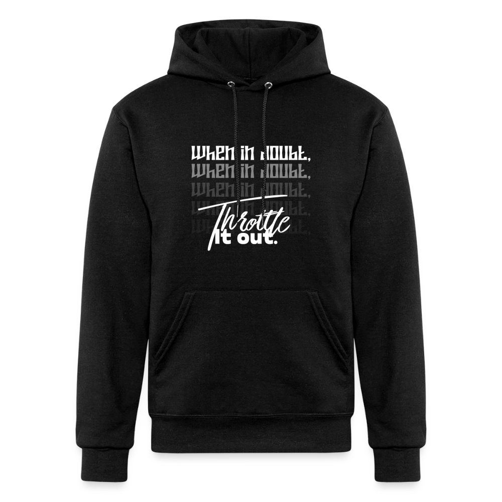 "When In Doubt, Throttle It Out" Champion Unisex Powerblend Hoodie - black