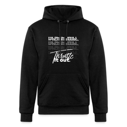 "When In Doubt, Throttle It Out" Champion Unisex Powerblend Hoodie - black