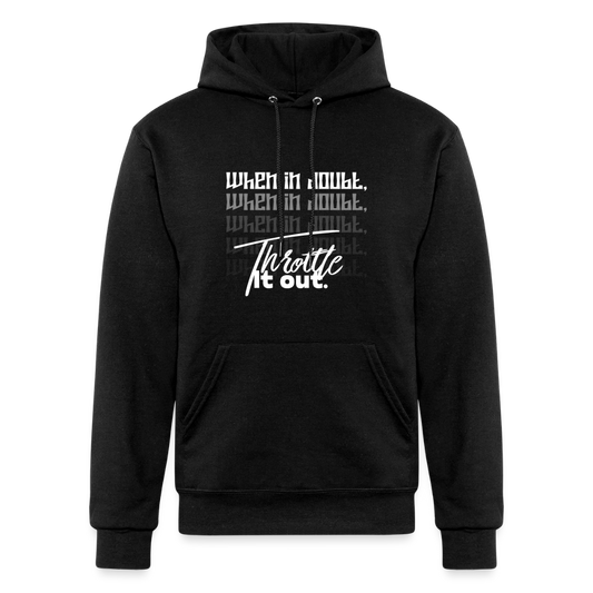 "When In Doubt, Throttle It Out" Champion Unisex Powerblend Hoodie - black