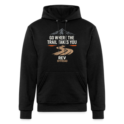 "Go Where The Trail Takes You" Champion Unisex Powerblend Hoodie - black