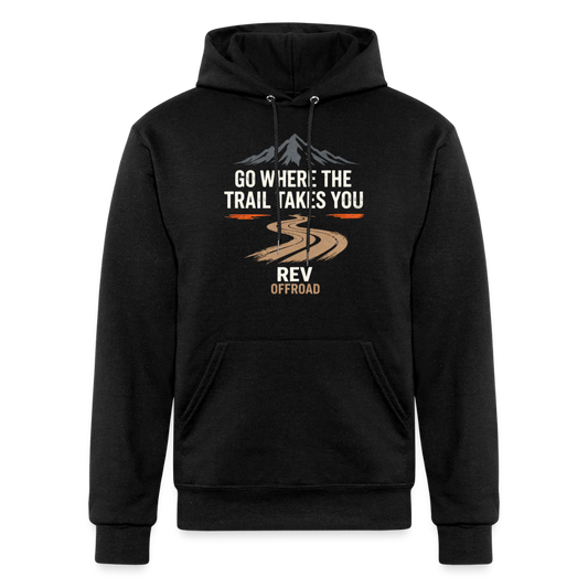 "Go Where The Trail Takes You" Champion Unisex Powerblend Hoodie - black