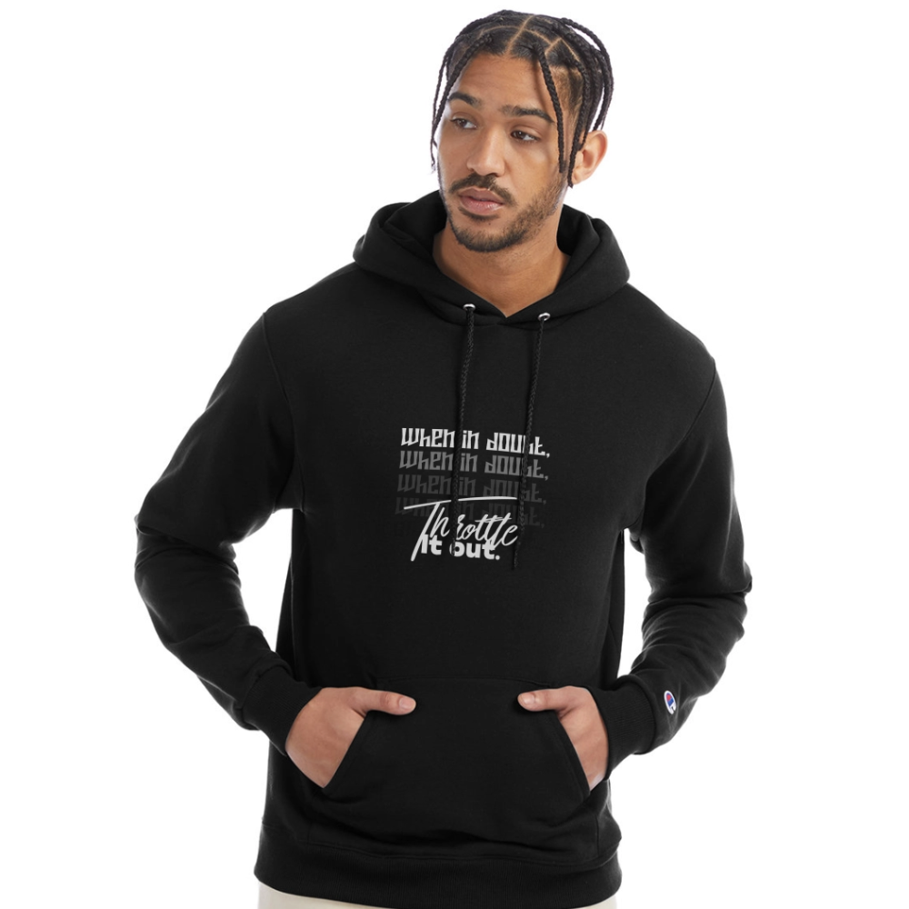 "When In Doubt, Throttle It Out" Champion Unisex Powerblend Hoodie - black